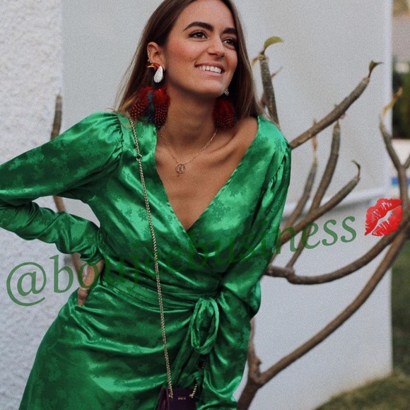 ZARA BNWT Satin Effect Front Wrap Dress - Picture 2 of 8